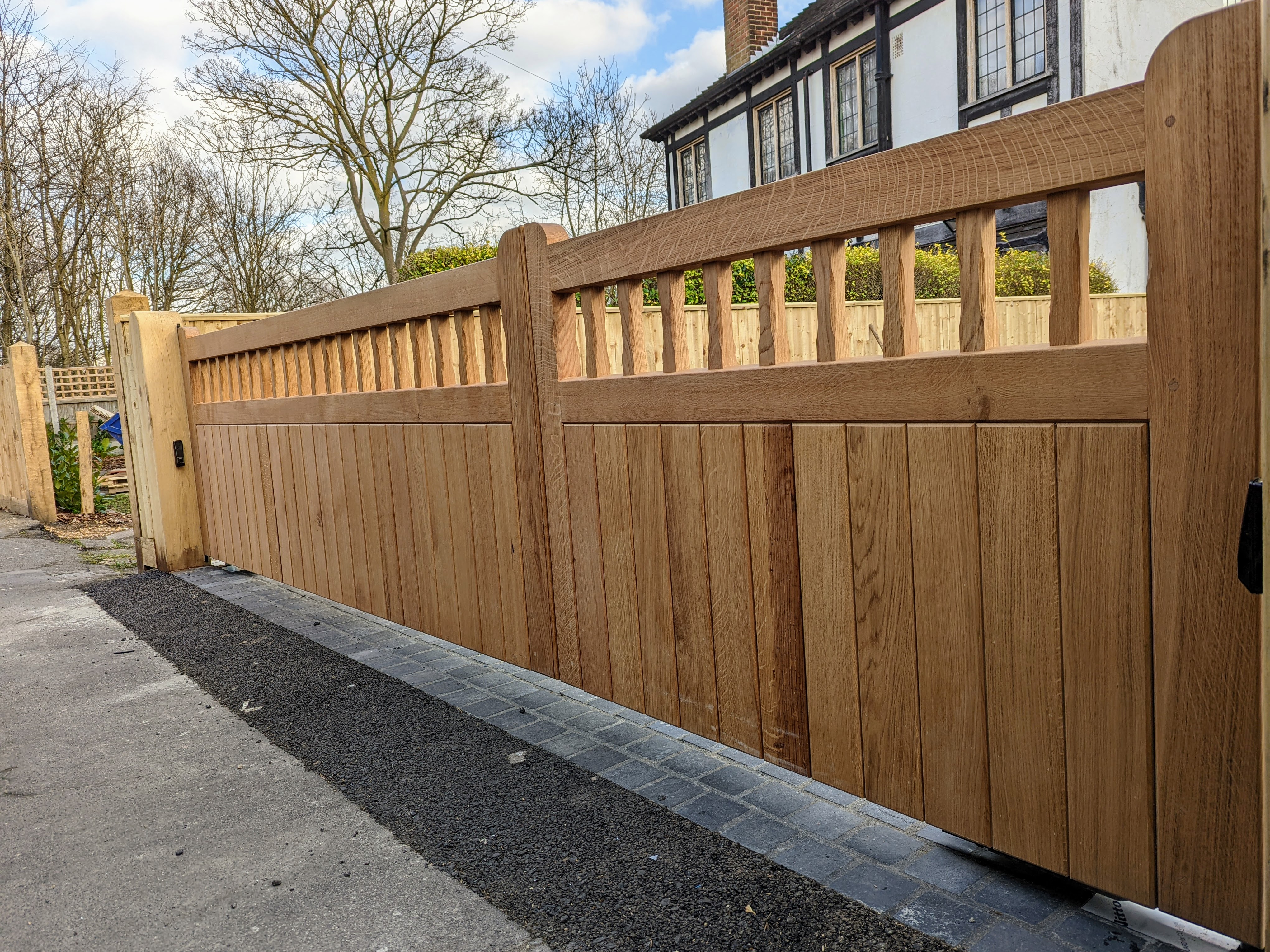 Automated Iroko Driveway Gates in Southend-on-Sea electric gate project near Wickford